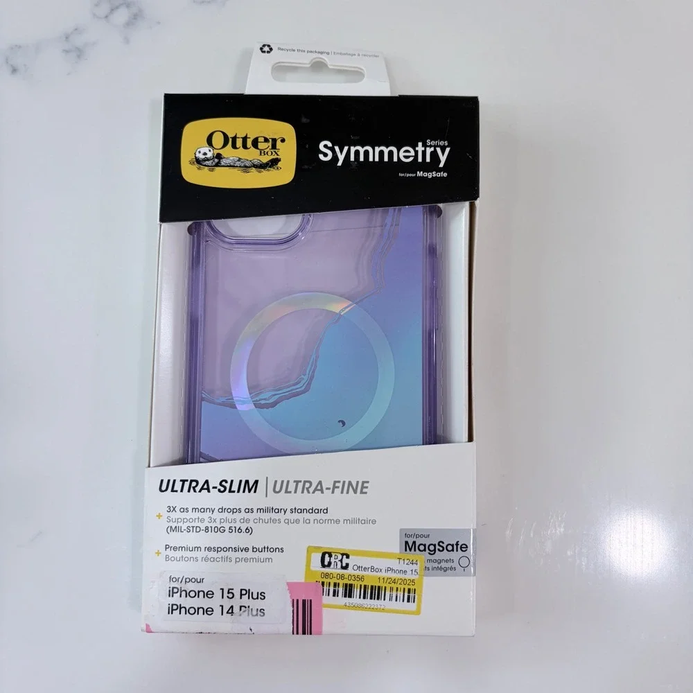 OtterBox Symmetry MagSafe iPhone 15 Plus iPhone 14 Plus Case Purple Iridescent